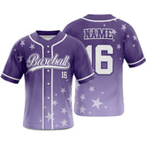 Stars Purple Custom Full Button Baseball Jersey