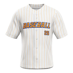 White Pinstripe Custom Classic Full Button Baseball Jersey