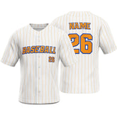 White Pinstripe Custom Classic Full Button Baseball Jersey