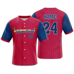 Colorblock Pinstripe Custom Classic Full Button Baseball Jersey