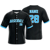 Black Pinstripe Custom Classic Full Button Baseball Jersey