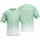 Celadon Gradient Pinstripe Custom Full Button Baseball Jersey