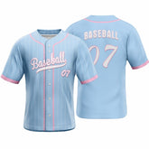 Maya Blue Pinstripe Custom Full Button Baseball Jersey