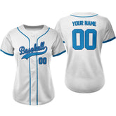 White Custom Classic Full Button Baseball Jersey for Women - T teamwear