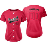 Rose Red Custom Classic Full Button Baseball Jersey for Women - T teamwear