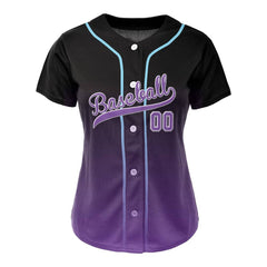 Dark-Purple Stars Custom Full Button Baseball Jersey for Women