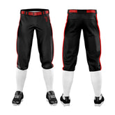 Custom Black Red Side-Stripe Stretch Practice Knickers Baseball Pants - T teamwear