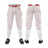 Custom White Red Pinestripe Stretch Practice Knickers Baseball Pants