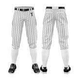Custom White Black Pinestripe Stretch Practice Knickers Baseball Pants