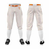 Custom White Orange Pinestripe Stretch Practice Knickers Baseball Pants