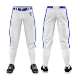 Custom White Blue Side-Stripe Stretch Practice Knickers Baseball Pants
