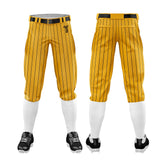 Custom Yellow Black Pinestripe Stretch Practice Knickers Baseball Pants