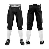Custom Black White Side-Stripe Stretch Practice Knickers Baseball Pants - T teamwear