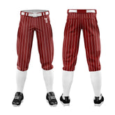 Custom Red White Pinestripe Stretch Practice Knickers Baseball Pants
