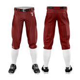 Custom Red Black Pinestripe Stretch Practice Knickers Baseball Pants