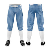 Custom Blue White Pinestripe Stretch Practice Knickers Baseball Pants