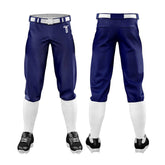 Custom Navy Blue White Side-Stripe Stretch Practice Knickers Baseball Pants