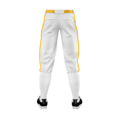 Custom White Yellow Side-Stripe Stretch Practice Knickers Baseball Pants