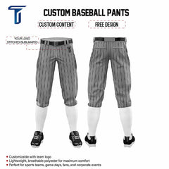 Custom Dark Grey Black Side-Stripe Stretch Practice Knickers Baseball Pants