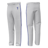 Custom White Blue Side-Stripe Stretch Practice Loose-Fit Baseball Pants