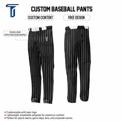 Custom Black White Pinstripe Stretch Practice Loose-Fit Baseball Pants