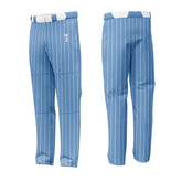 Custom Blue White Pinestripe Stretch Practice Loose-fit Baseball Pants - T teamwear