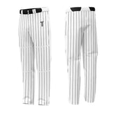Custom White Black Pinestripe Stretch Practice Loose-fit Baseball Pants
