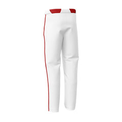 Custom White Red Side-Stripe Stretch Practice Loose-fit Baseball Pants