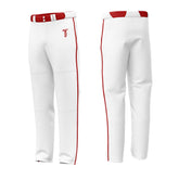 Custom White Red Side-Stripe Stretch Practice Loose-fit Baseball Pants