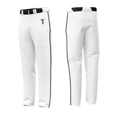 Custom White Black Side-Stripe Stretch Practice Loose-fit Baseball Pants