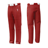 Custom Red White Pinestripe Stretch Practice Loose-fit Baseball Pants