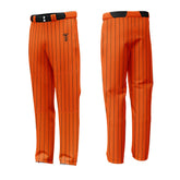 Custom Orange Black Pinestripe Stretch Practice Loose-fit Baseball Pants