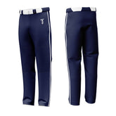 Custom Navy Blue White Side-Stripe Stretch Practice Loose-fit Baseball Pants