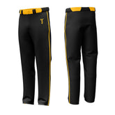 Custom Black Yellow Side-Stripe Stretch Practice Loose-fit Baseball Pants - T teamwear