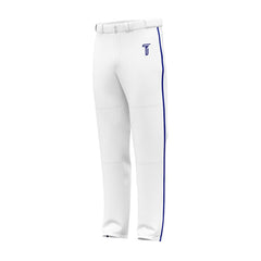 Custom White Blue Side-Stripe Stretch Practice Loose-Fit Baseball Pants