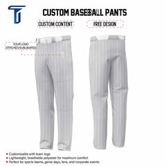 Custom Grey White Pinestripe Stretch Practice Loose-fit Baseball Pants