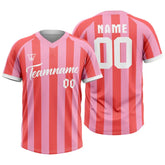 Custom Pink-Rose Stripe Throwback Baseball Jersey