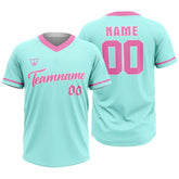 Custom Teal-Pink Throwback Baseball Jersey