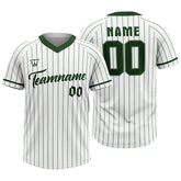 Custom White-Green Pinestripe Throwback Baseball Jersey