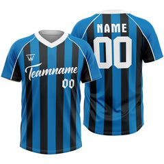 Custom Blue-Black Stripe Throwback Baseball Jersey