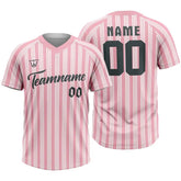 Custom White-Pink Stripe Throwback Baseball Jersey