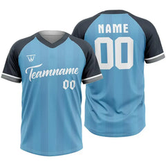 Custom Blue-Grey Stripe Throwback Baseball Jersey