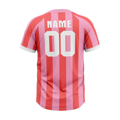 Custom Pink-Rose Stripe Throwback Baseball Jersey