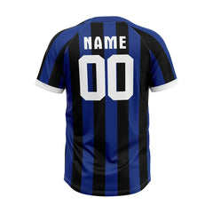 Custom Navy Blue-Black Stripe Throwback Baseball Jersey