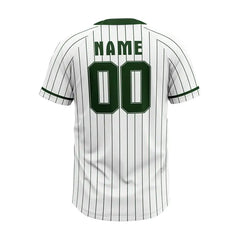 Custom White-Green Pinestripe Throwback Baseball Jersey