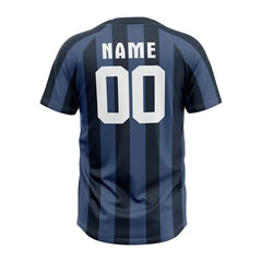Custom Grey Blue-Black Stripe Throwback Baseball Jersey