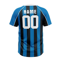 Custom Blue-Black Stripe Throwback Baseball Jersey