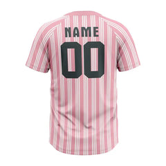 Custom White-Pink Stripe Throwback Baseball Jersey