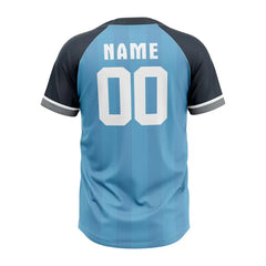 Custom Blue-Grey Stripe Throwback Baseball Jersey