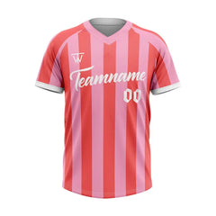 Custom Pink-Rose Stripe Throwback Baseball Jersey